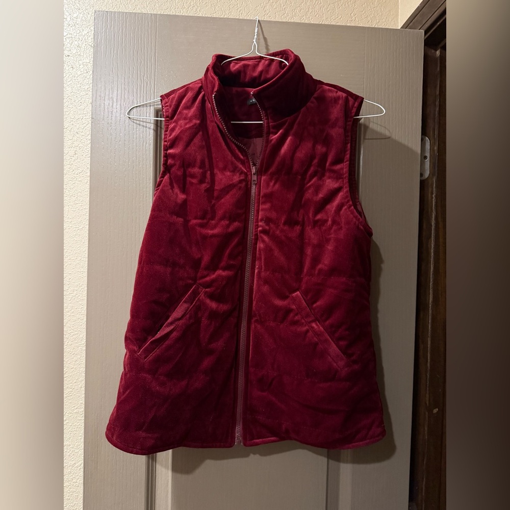 Maroon crushed velvet size M vest